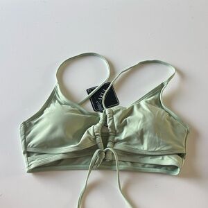 Zaful Light Green Ruched Front Bikini Top